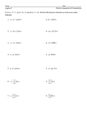 algebra 2 function operations and composition worksheet answer key